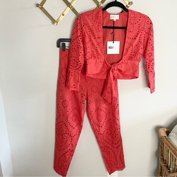 NWT Set- Beach Riot x Revolve Eyelet Crop Top and Pants | XS - Picture 3 of 14